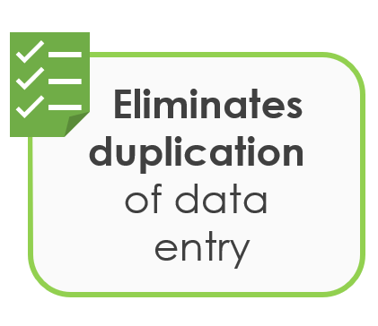 Eliminates duplication of data  entry